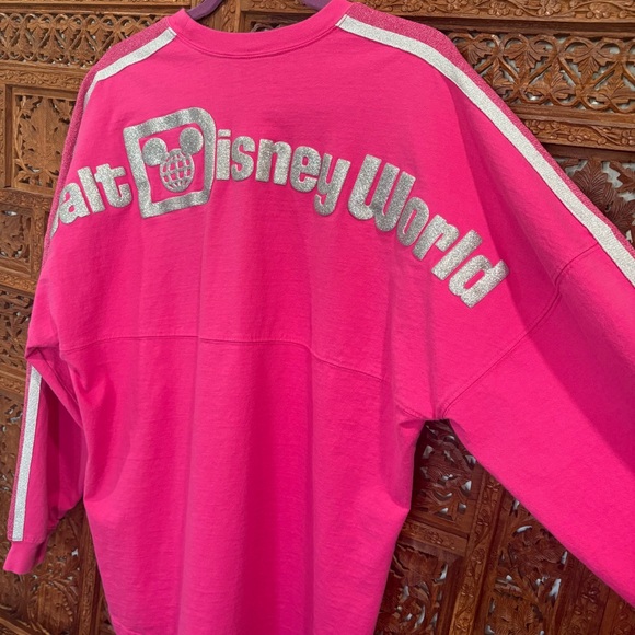 Spirit Jersey Disney World Disney Parks Bright Pink Silver Accents Womens Large - Picture 4 of 10
